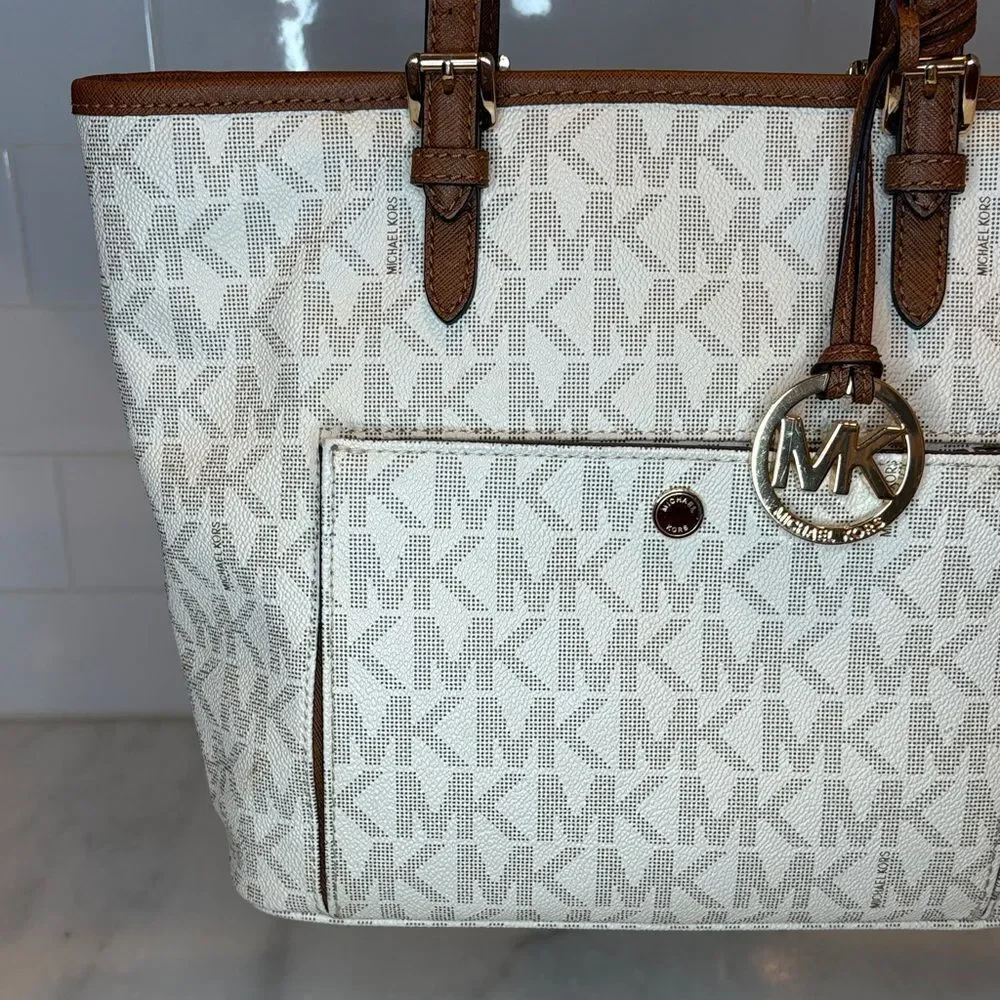 Michael Kors Bag Purse Handbag Pocketbook Jet Set Logo Large Signature Tote Bag
